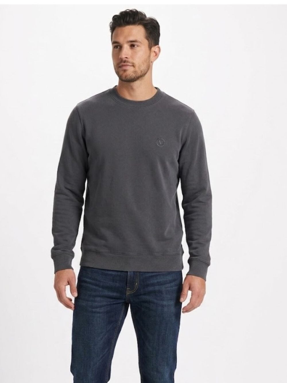 Vuori Cypress Crew Sweatshirt in Washed Black - Size Medium